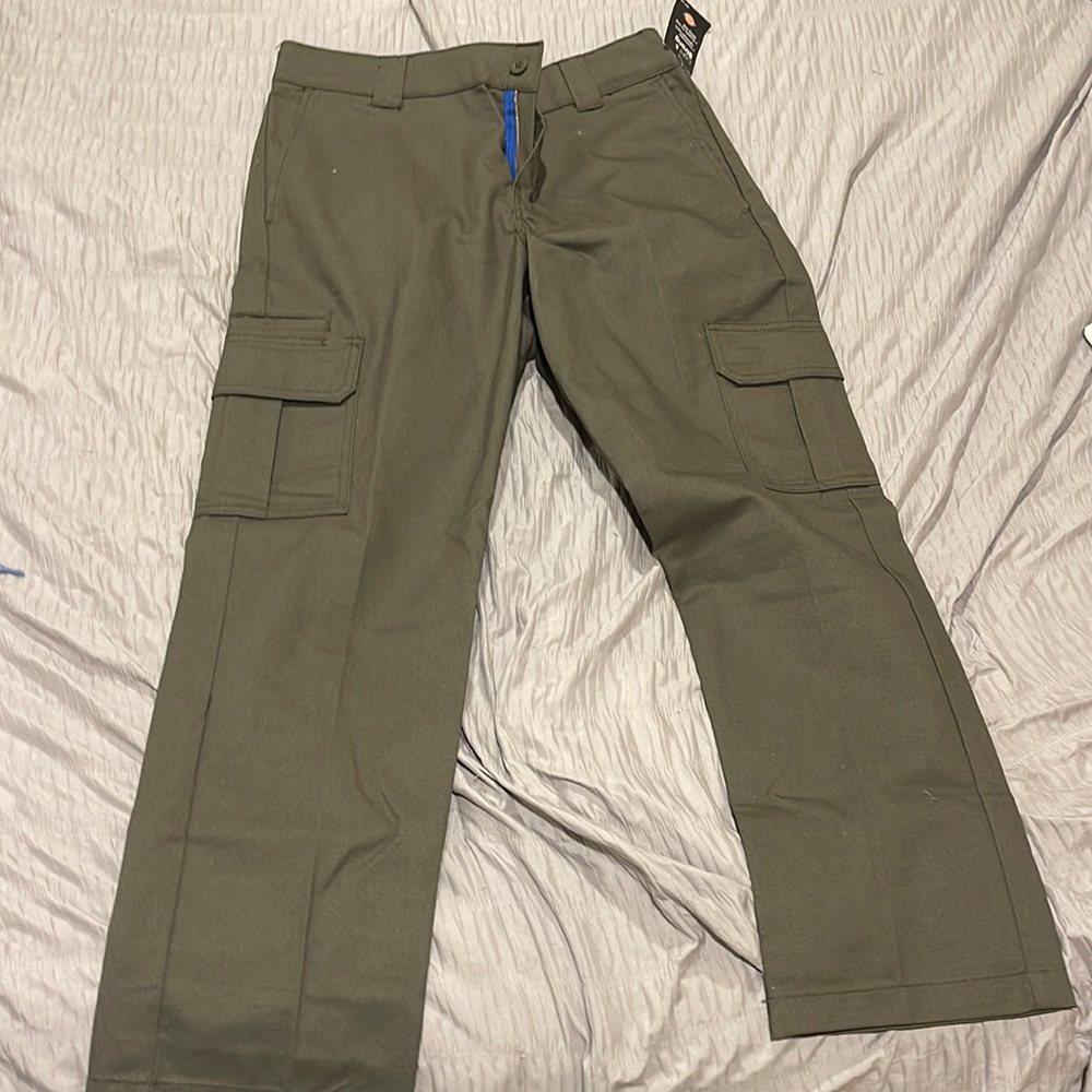 Olive green slim straight cargo dickies